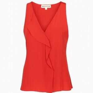 Rebecca Taylor Coral Silk Ruffle Blouse size 4